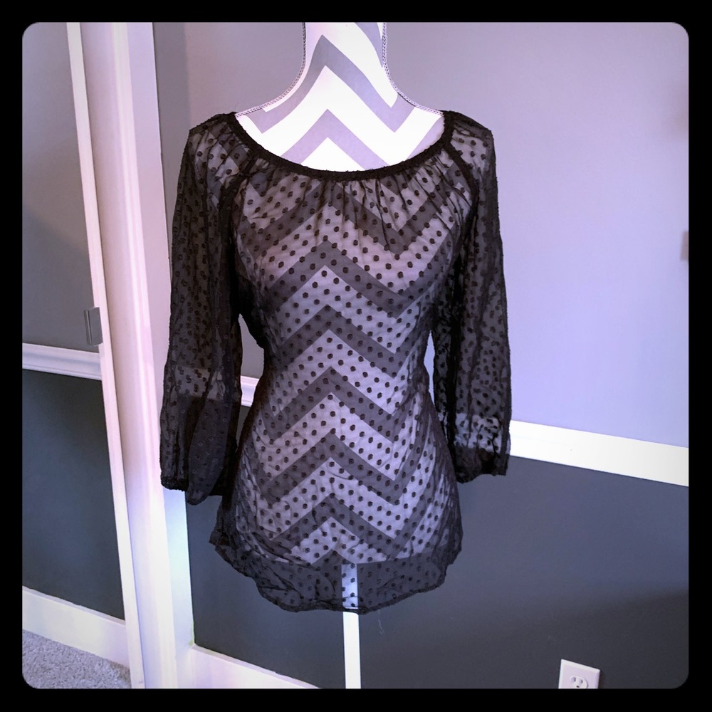 Sheer Pokadot Black Blouse